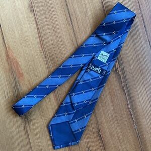 Hermes Blue Classic H Logo Pattern Tie